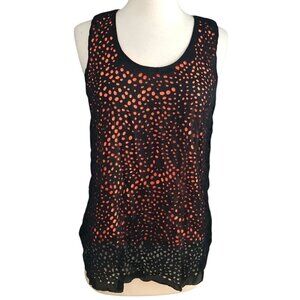 Alberto Makali Black Orange Layered Cut Out Scoop Neck Tank Top